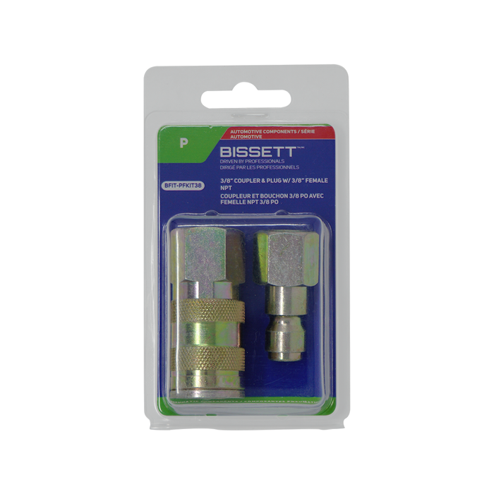 Bissett BFIT-PFKIT38 3/8" Automotive Coupler & Plug Set, 3/8" Female NPT Coupler & Male NPT Plug