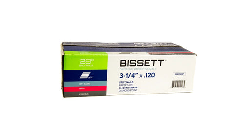 Bisset 3-1/4" x .120 28 Degree Smooth Shank Paper Tape Framing Stick Nails