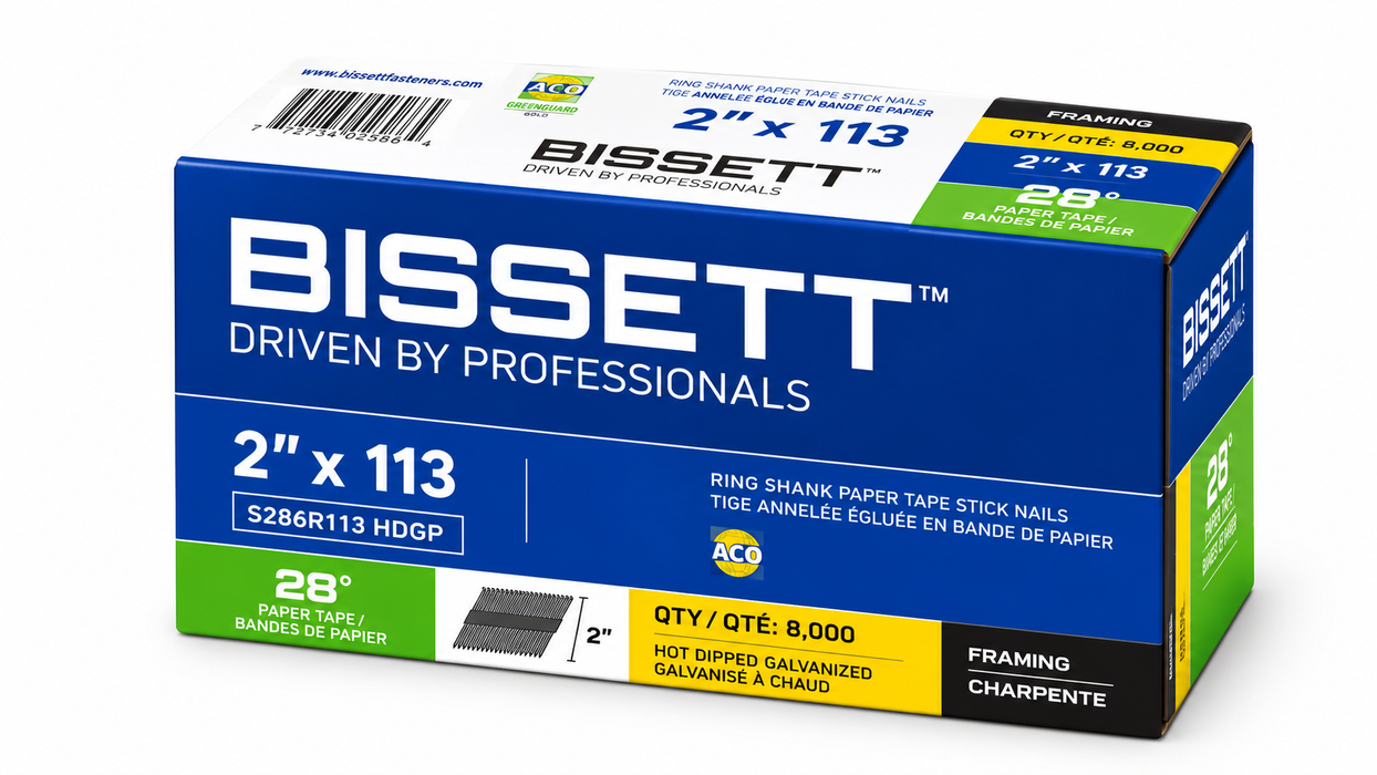 Bissett 2-1/2" x .113 Ring Galvanized 28 Degree Framing Stick Nails