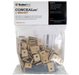 TimberTech Concealoc L-Bracket kit in a clear plastic bag with a branded white and black header card. The kit contains brass-colored metal bracket clips and white instruction sheets.