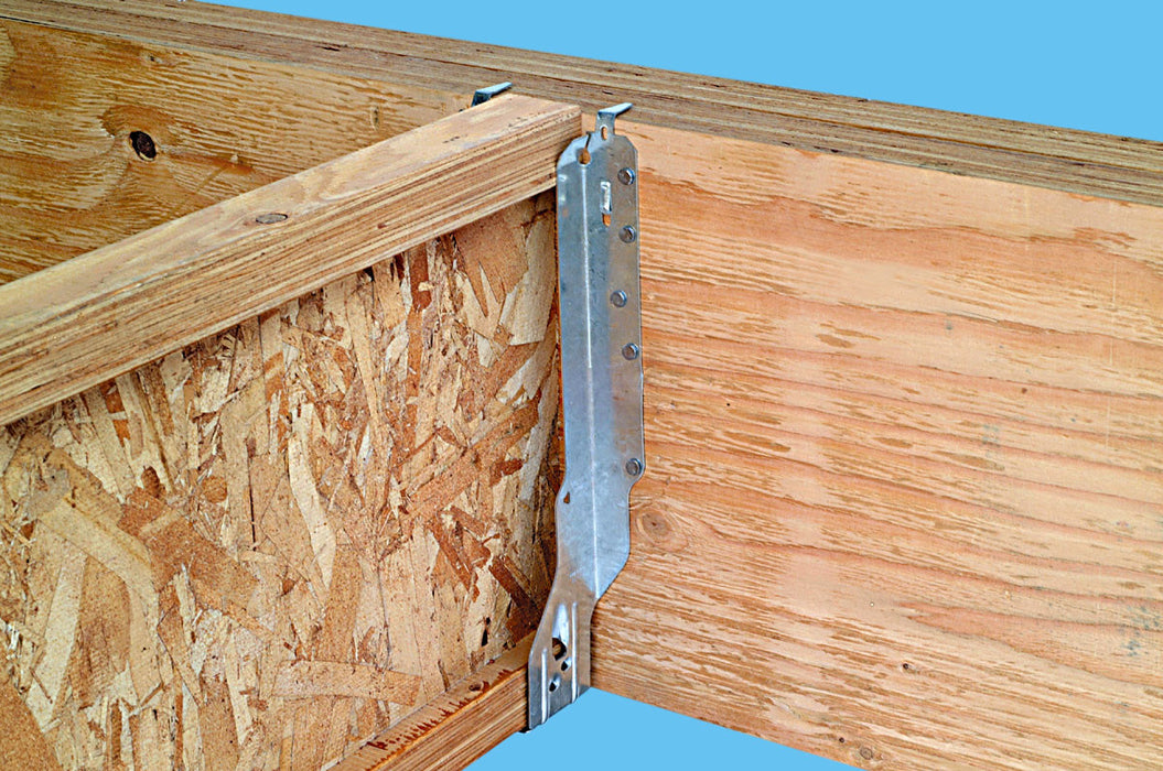 Simpson Strong-Tie i-joist hanger with snap-in seat, installed illustration