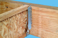Simpson Strong-Tie i-joist hanger with snap-in seat, installed illustration