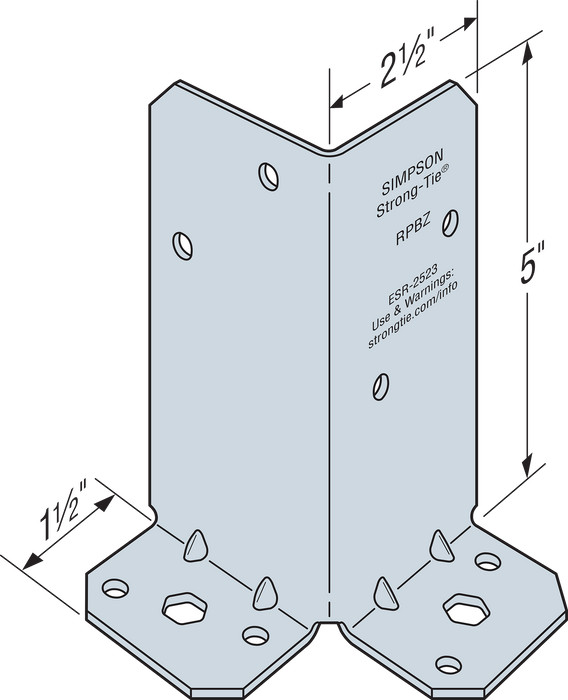 2" x 4" Double Retrofit Post Base ZMAX - RPBZ