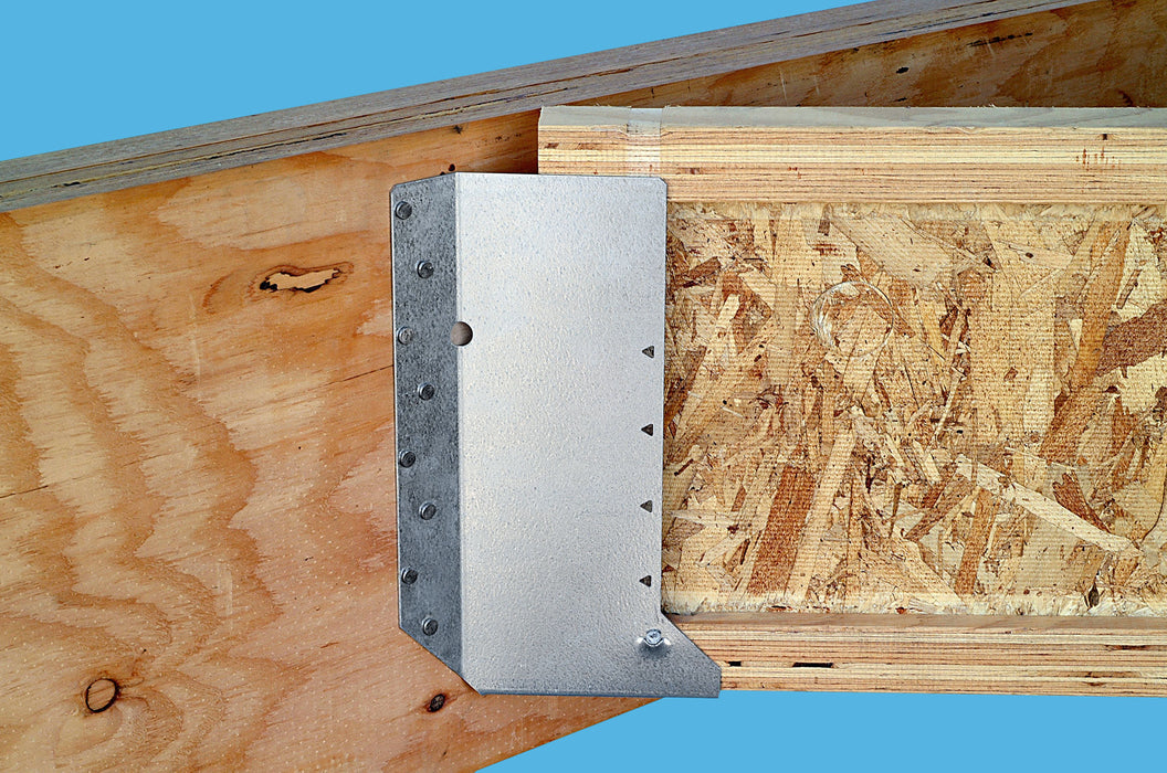 Simpson Strong-Tie 45-degree skewed joist hanger, installed illustration