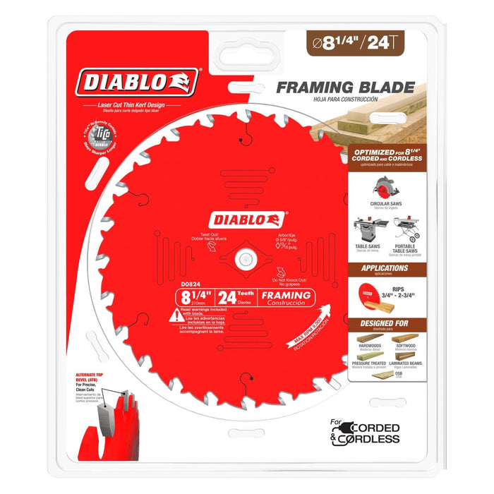 Diablo D0824X 8-1/4 in. 24-tooth framing saw blade in package