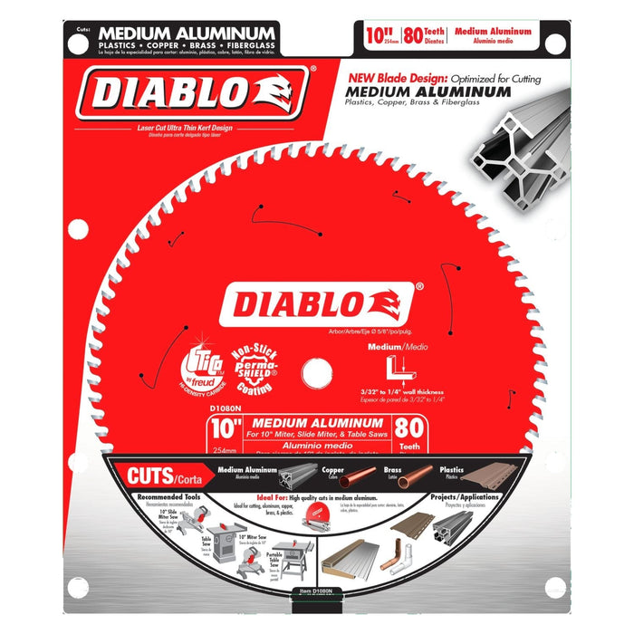 Diablo D1080N 10 in. 80-tooth medium aluminum saw blade in package