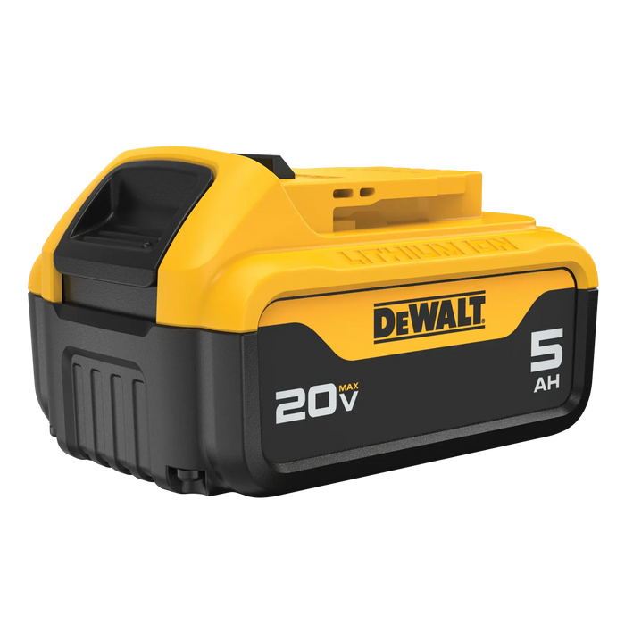 DeWalt DCB205 20V MAX 5.0Ah battery on white background