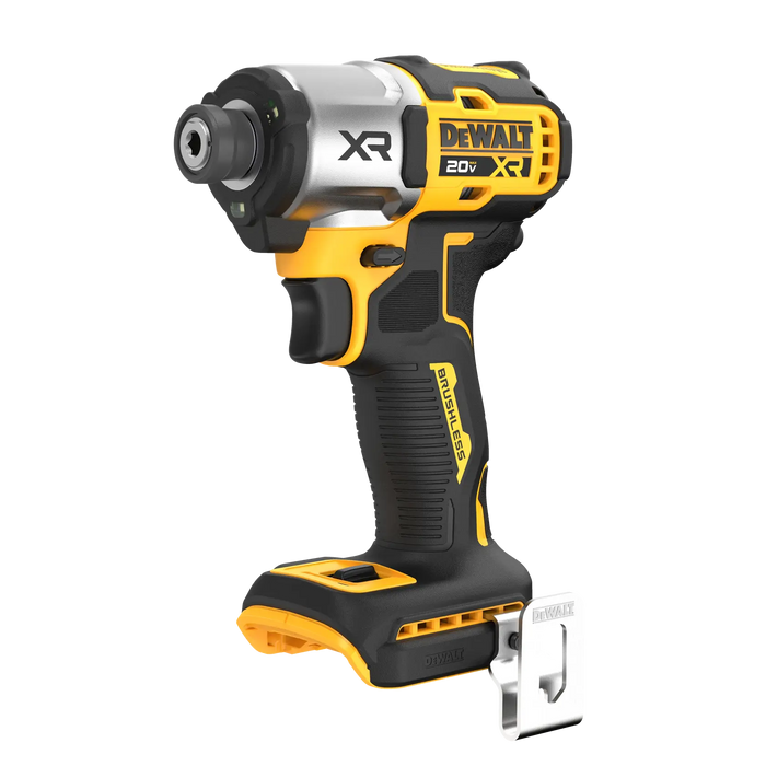 DeWalt DCF845B 20V MAX XR 1/4 in. 3-speed impact driver, tool only, on white background