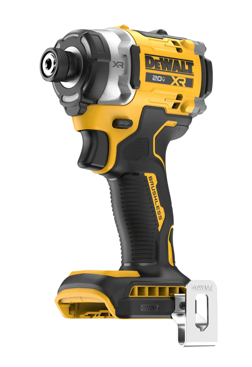 DeWalt DCF860B 20V MAX XR high torque 1/4 in. impact driver, tool only, on white background