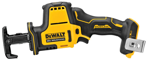DeWalt DCS369B 20V MAX ATOMIC compact one-handed reciprocating saw, tool only, on white background