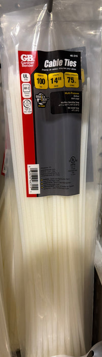 Cable Ties, 14 in., Natural, 100 Pack