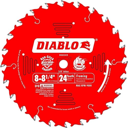 Diablo D0824X 24 Teeth Circular and Table Saw Blade for Wood Cutting