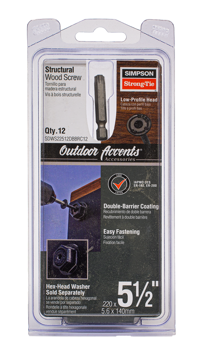 .220 inch x 5.5 inch Outdoor Accents Black SDWS Structural Wood Screw