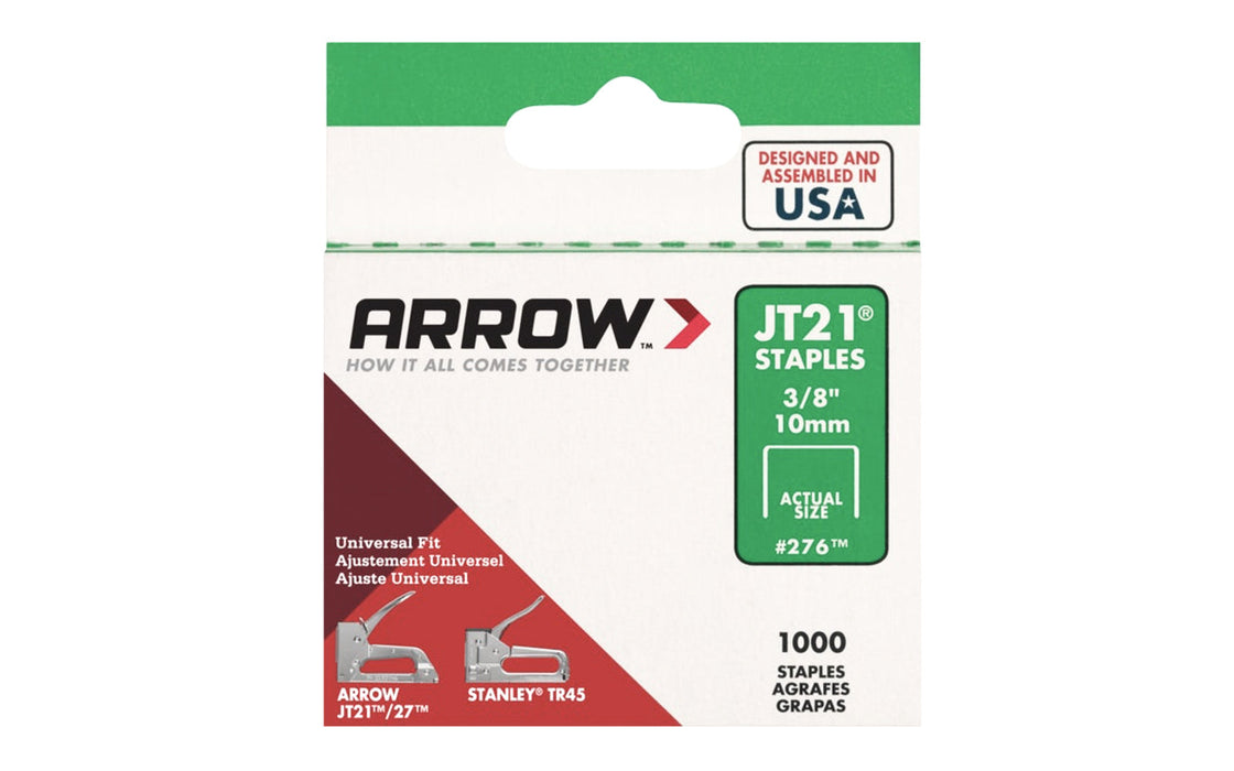 Arrow JT21 light duty staples 3/8 in., 1000 pack