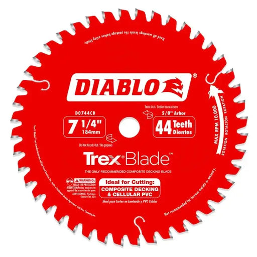 Diablo D0744CDC 7-1/4" x 44 Tooth Composite Decking Saw Blade