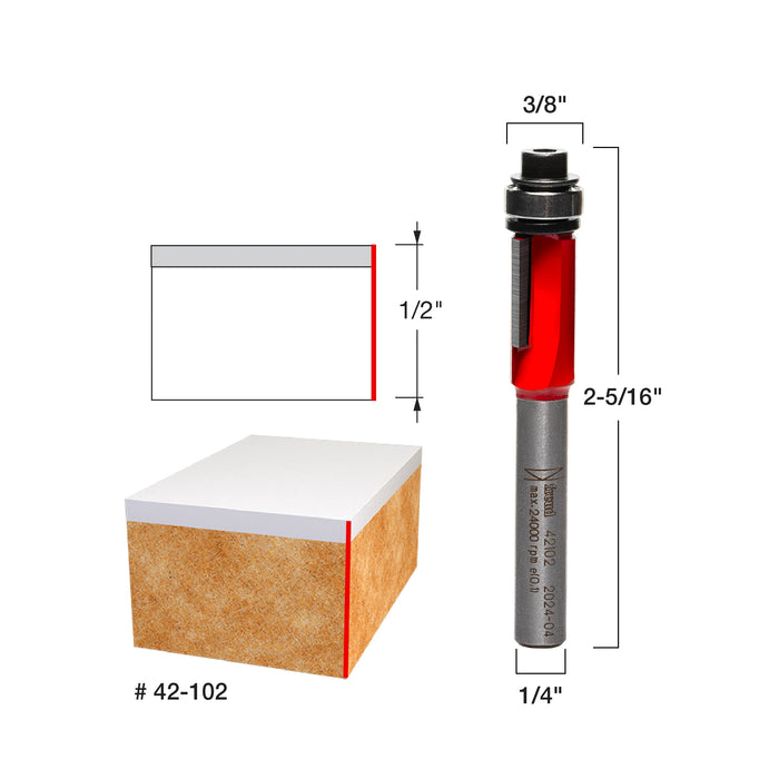 Freud 42-102 3/8" x 1/2" Bearing Flush Trim Router Bit