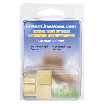 Green Line G0708B-08 brass female hose x female NPT adapter, 1/2" NPT