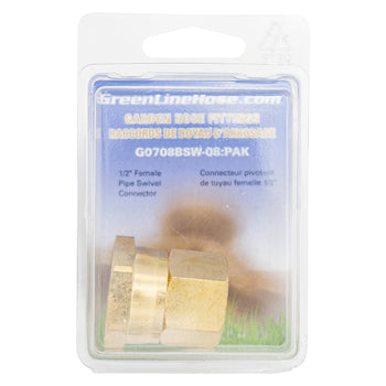 Green Line G0708BSW-08 brass swivel female hose x female NPT adapter, 1/2" NPT
