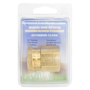 Green Line G0708BSW-12 brass swivel female hose x female NPT adapter, 3/4" NPT