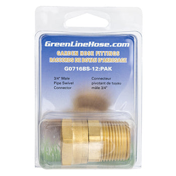 Green Line G0716BS-12 brass swivel female hose x male NPT adapter, 3/4" NPT