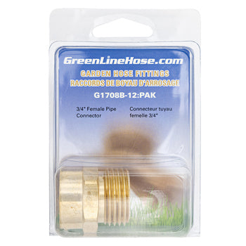 Green Line G1708B-12 brass male hose x female NPT adapter, 3/4" NPT