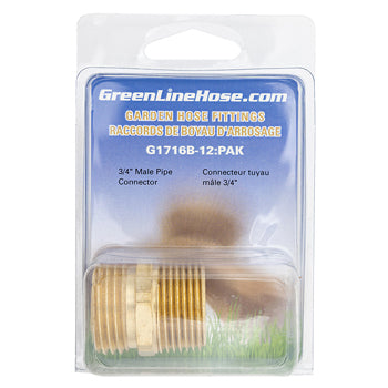 Green Line G1716B-12 brass male hose x male NPT adapter, 3/4" NPT