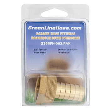 Green Line G36BFH-63 brass female hose coupling insert, 5/8" hose