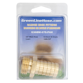 Green Line G36BM-075 brass male hose coupling insert, 3/4" hose