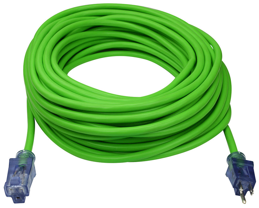 Prime Wire Neon Flex NS512835 100 ft. green extension cord out of package