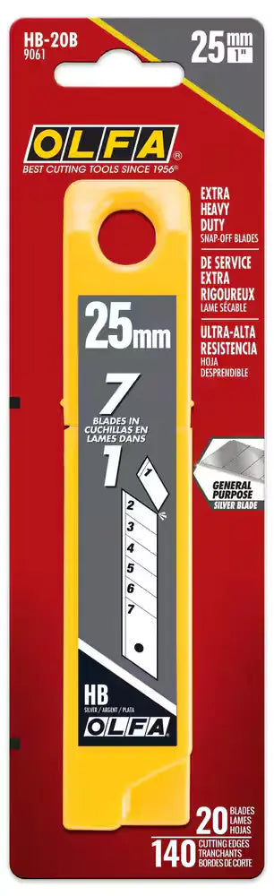 OLFA 9061 HB-20B 25mm Extra Heavy-Duty Snap-Off Blades 20-Pack