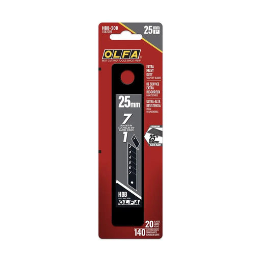 OLFA 1082209 HBB-20B 25mm Black Extra Heavy-Duty ULTRA SHARP Snap-Off Utility Blades 20-Pack