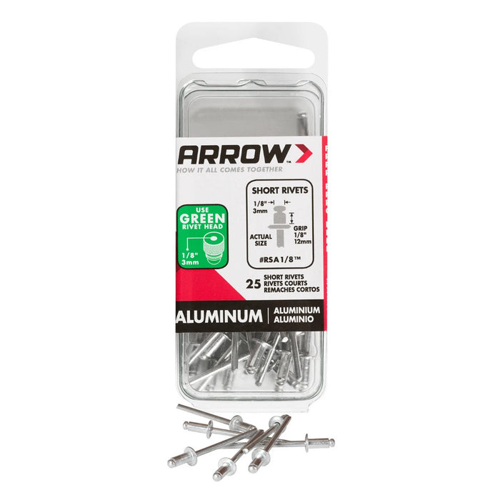 Arrow - 1/8" x 1/4" Medium Steel Pop Rivets (20-Pack) - 04RMS18