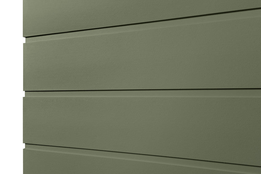 James Hardie Artisan Square Channel siding profile close-up, showing the recessed channel reveal and lock joint