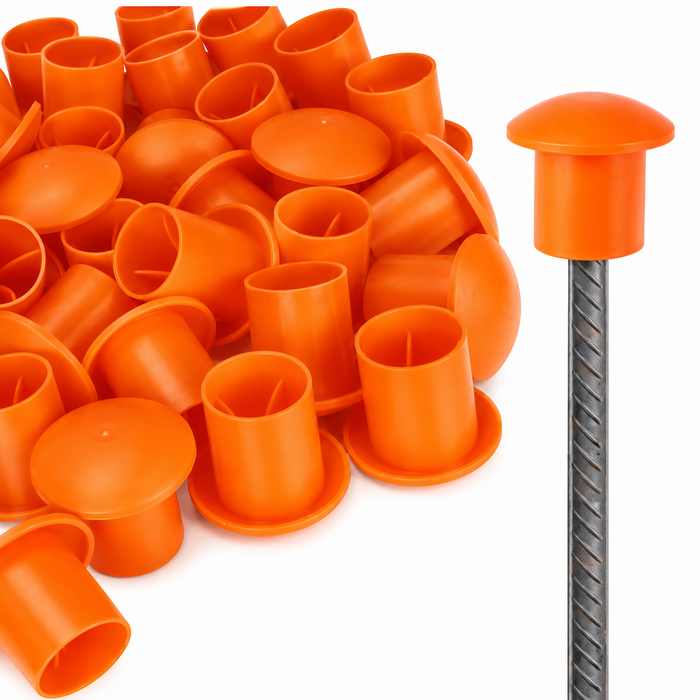 Orange Rebar Safety Cap, Fits #3-#7 Rebar (10-30mm)