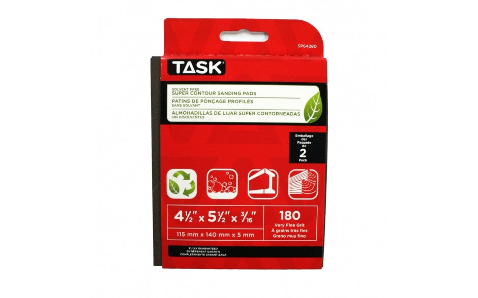 180 Grit Contour Sanding Pad Solvent Free 2/Pack - Task SP64280