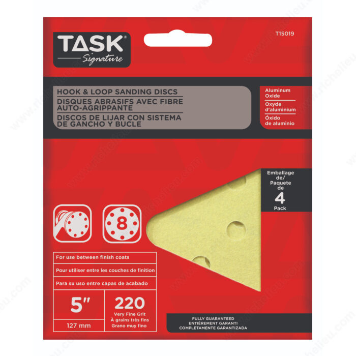 5" Hook & Loop Sanding Discs 4-Pack 220 Grit
