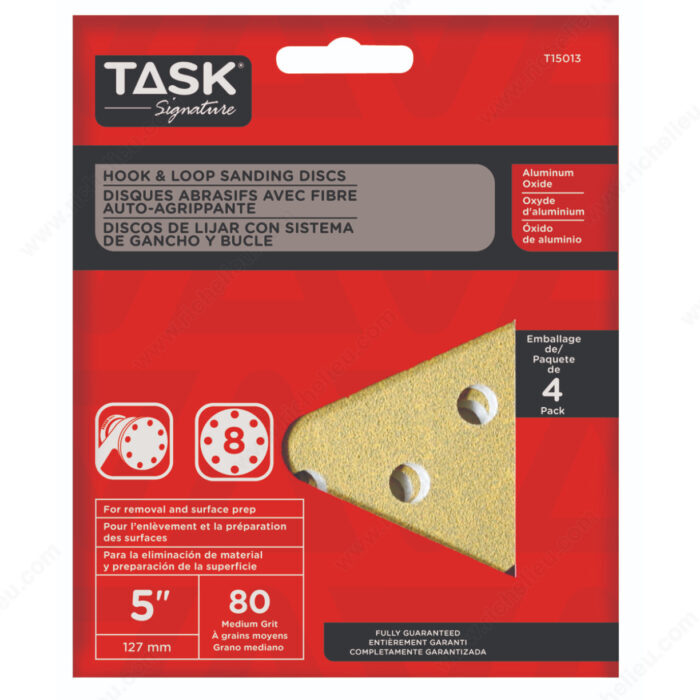 5" Hook & Loop Sanding Discs 4-Pack 80 Grit