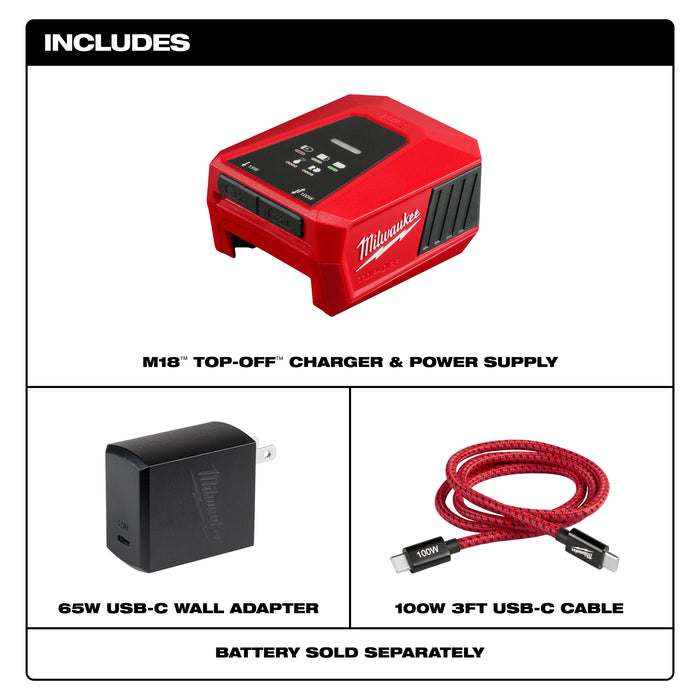 Milwaukee 2847-20 M18 TOP-OFF Charger and Power Supply, view 3