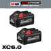 Milwaukee 48-11-1862 M18 HIGH OUTPUT XC6.0 Battery 2 Pack, view 2