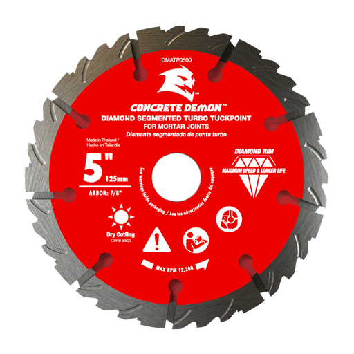 Diablo Concrete Demon Diamond Segmented Turbo Tuckpoint Blade for Mortar Joints, 5 in.