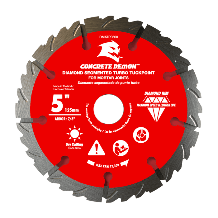 Diablo Concrete Demon Diamond Segmented Turbo Tuckpoint Blade for Mortar Joints, 5 in.