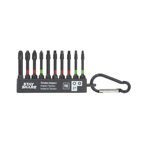 Exchange-A-Blade Stay Sharp 2 in. x Assorted Torsion Impact Bit Clip Square Recess, Phillips, Torx (10 Pc Multipack) item 75230