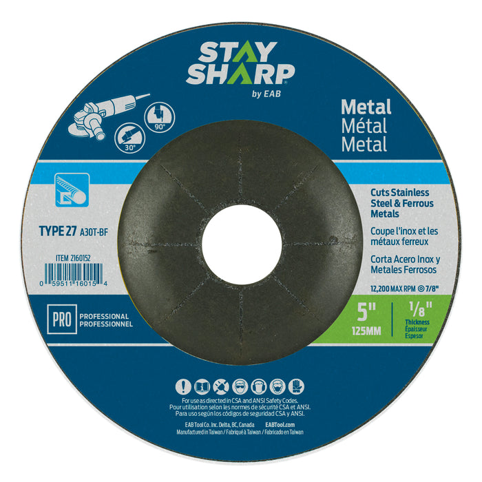 EAB Stay Sharp 5 in. x 1/8 in. Depressed Centre Metal Cutting Wheel, Type 27