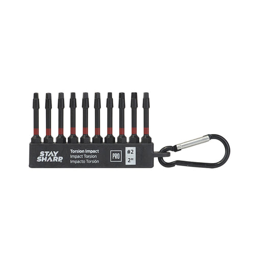 Exchange-A-Blade Stay Sharp 2 in. x SQ#2 10PK w/Carabiner Torsion Impact Bit Clip Square Recess Screwdriver Bit item 75210