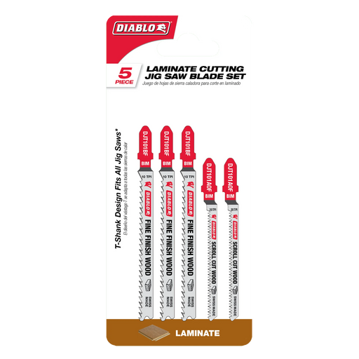 Diablo DJT505 Bi-Metal Jig Saw Blade Set for Laminate Material (5-Piece) in packaging