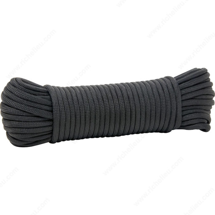 King Cord - 5/32" x 50" Paracord 550 Nylon Rope - Black