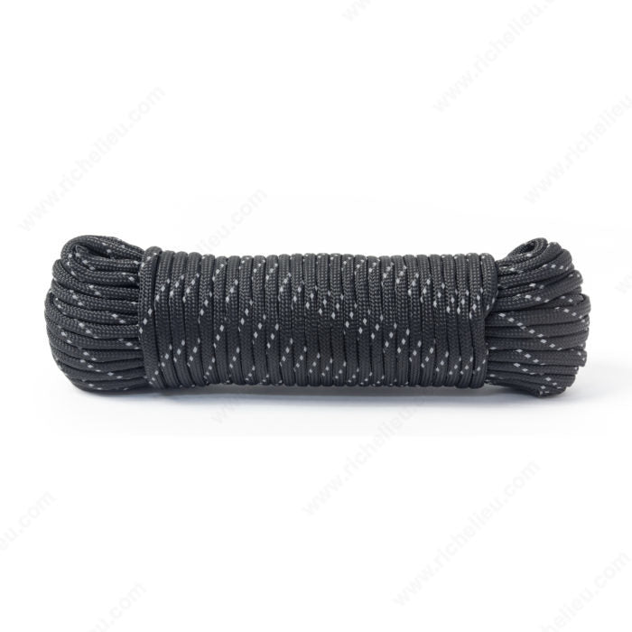 King Cord - 5/32" x 50" Paracord 550 Nylon Rope - Reflective Black