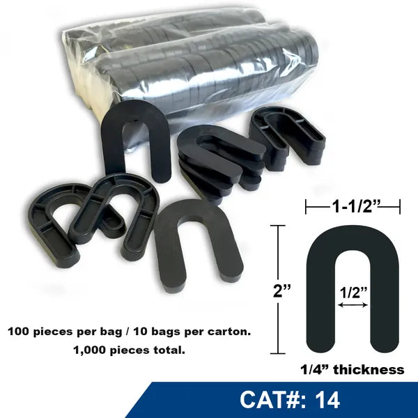 Econ-o-Shim - 2" Horseshoe Plastic Shim (50 Pack) - BLACK 1/4"
