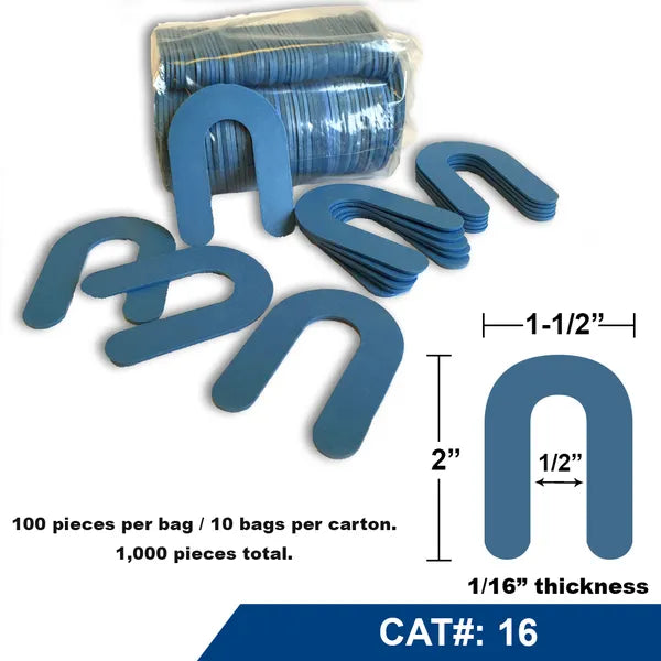 Econ-o-Shim - 2" Horseshoe Plastic Shim (50 Pack) - BLUE 1/16"