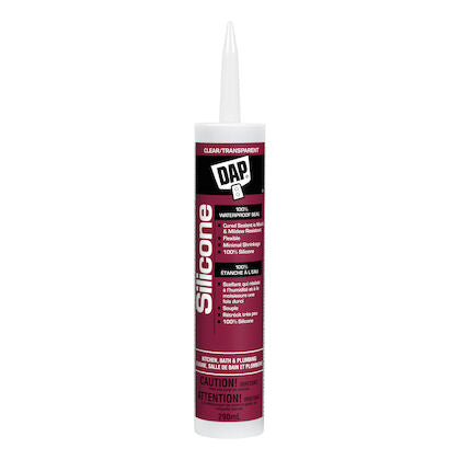 DAP 100% Silicone Rubber Kitchen, Bath & Plumbing Sealant, Clear, 290 mL cartridge
